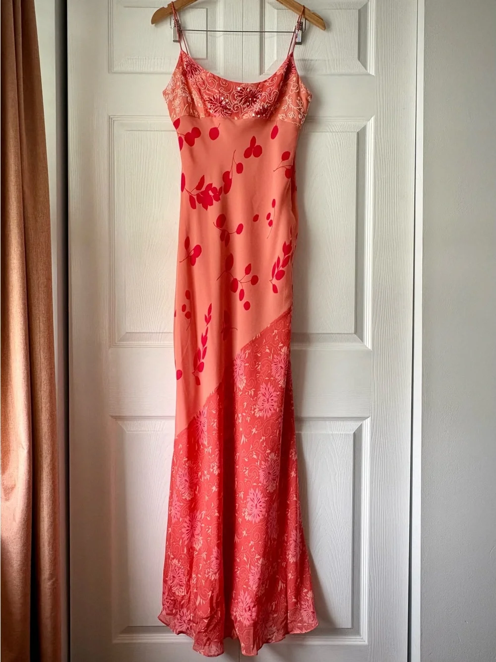 Nicole Miller Collection Vintage Silk Beaded Floral Slip Dress, Size 8 - Picture 1 of 5